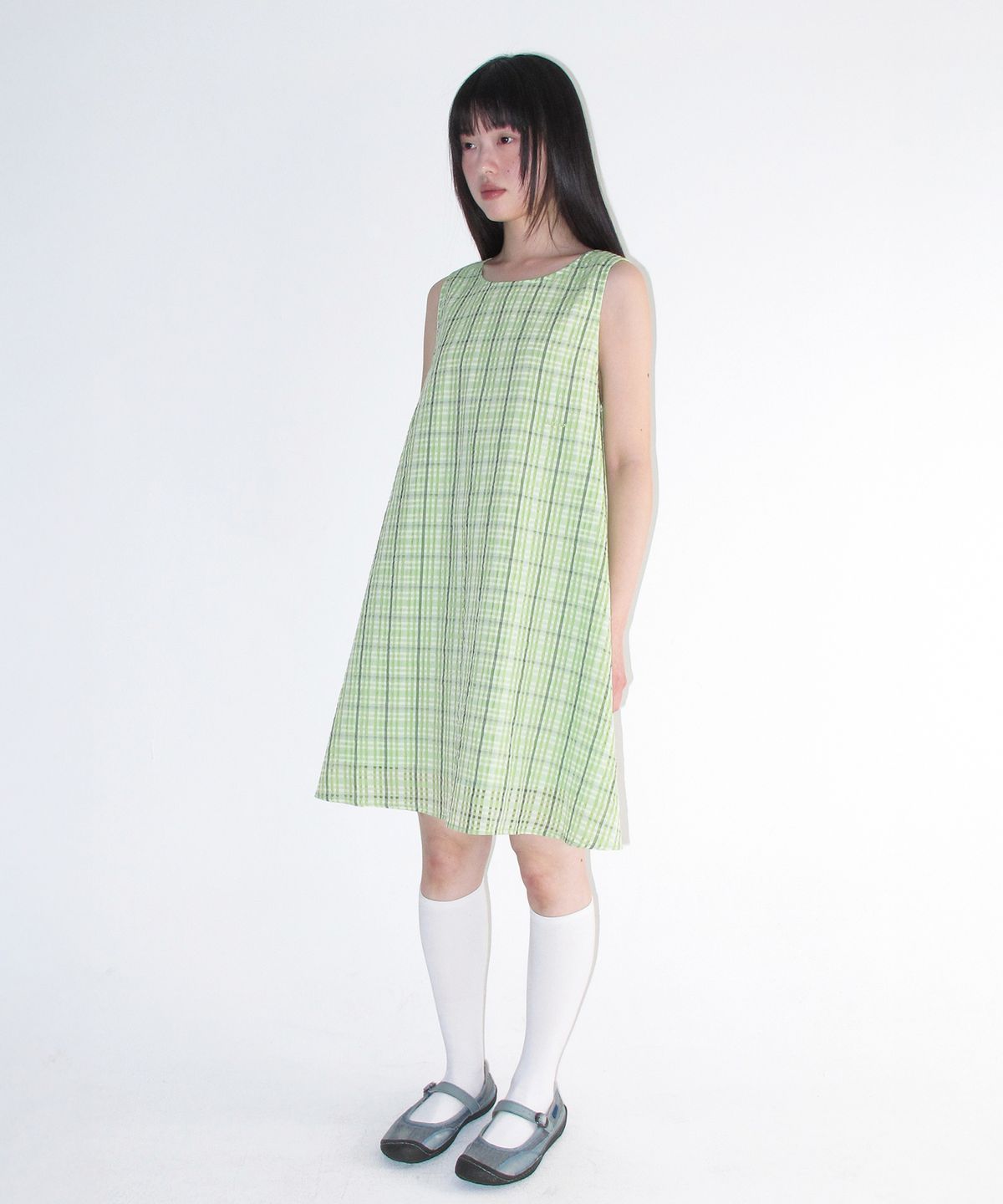 아메스 월드와이드(AMES-WORLDWIDE) CHECK LAYERED DRESS GREEN