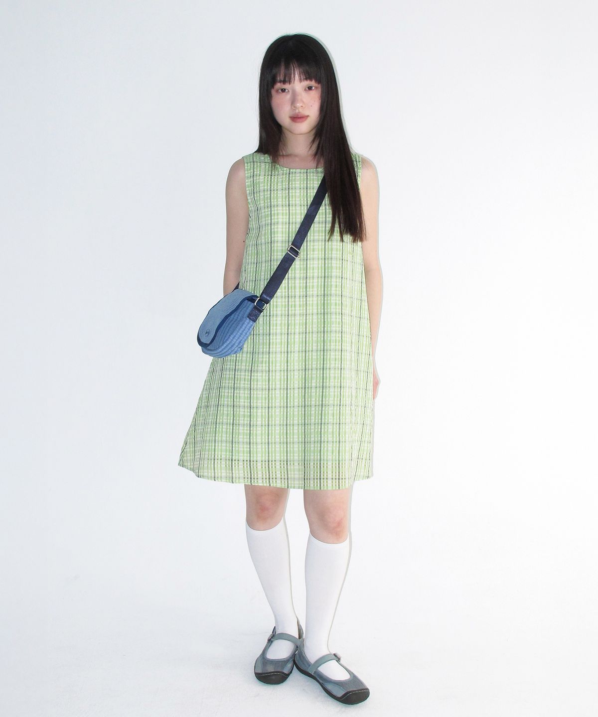 아메스 월드와이드(AMES-WORLDWIDE) CHECK LAYERED DRESS GREEN