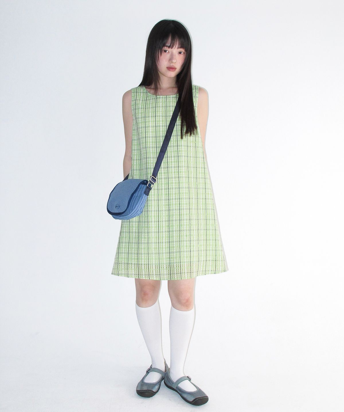아메스 월드와이드(AMES-WORLDWIDE) CHECK LAYERED DRESS GREEN
