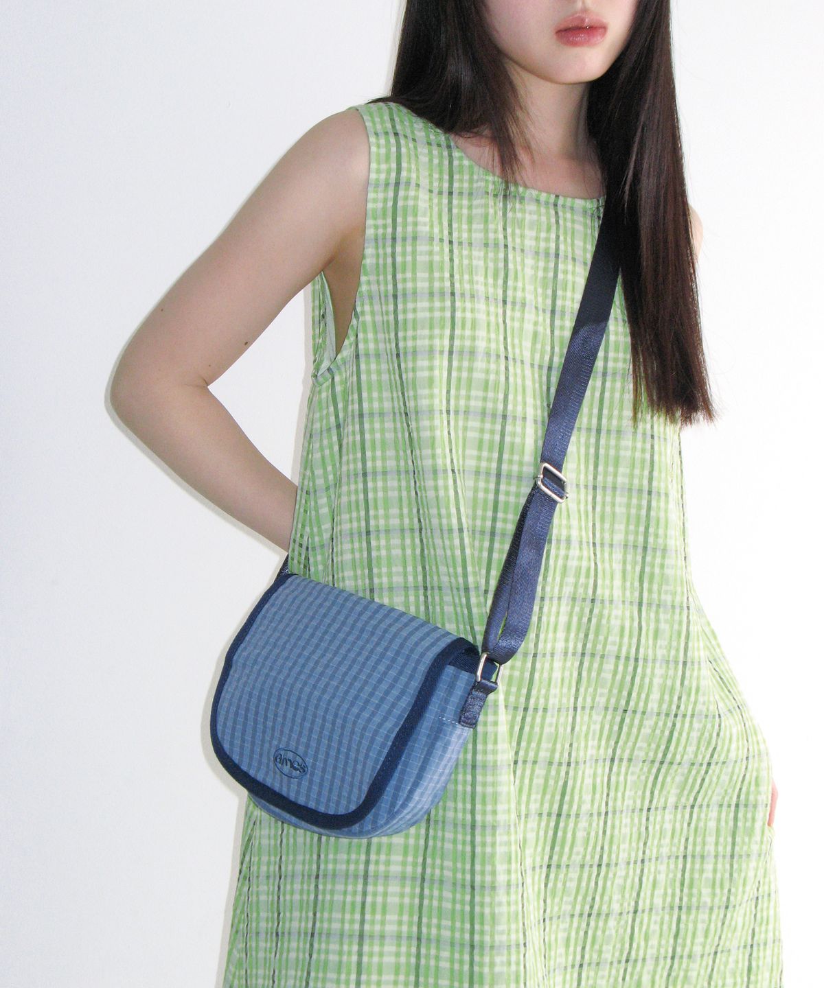 아메스 월드와이드(AMES-WORLDWIDE) CHECK LAYERED DRESS GREEN