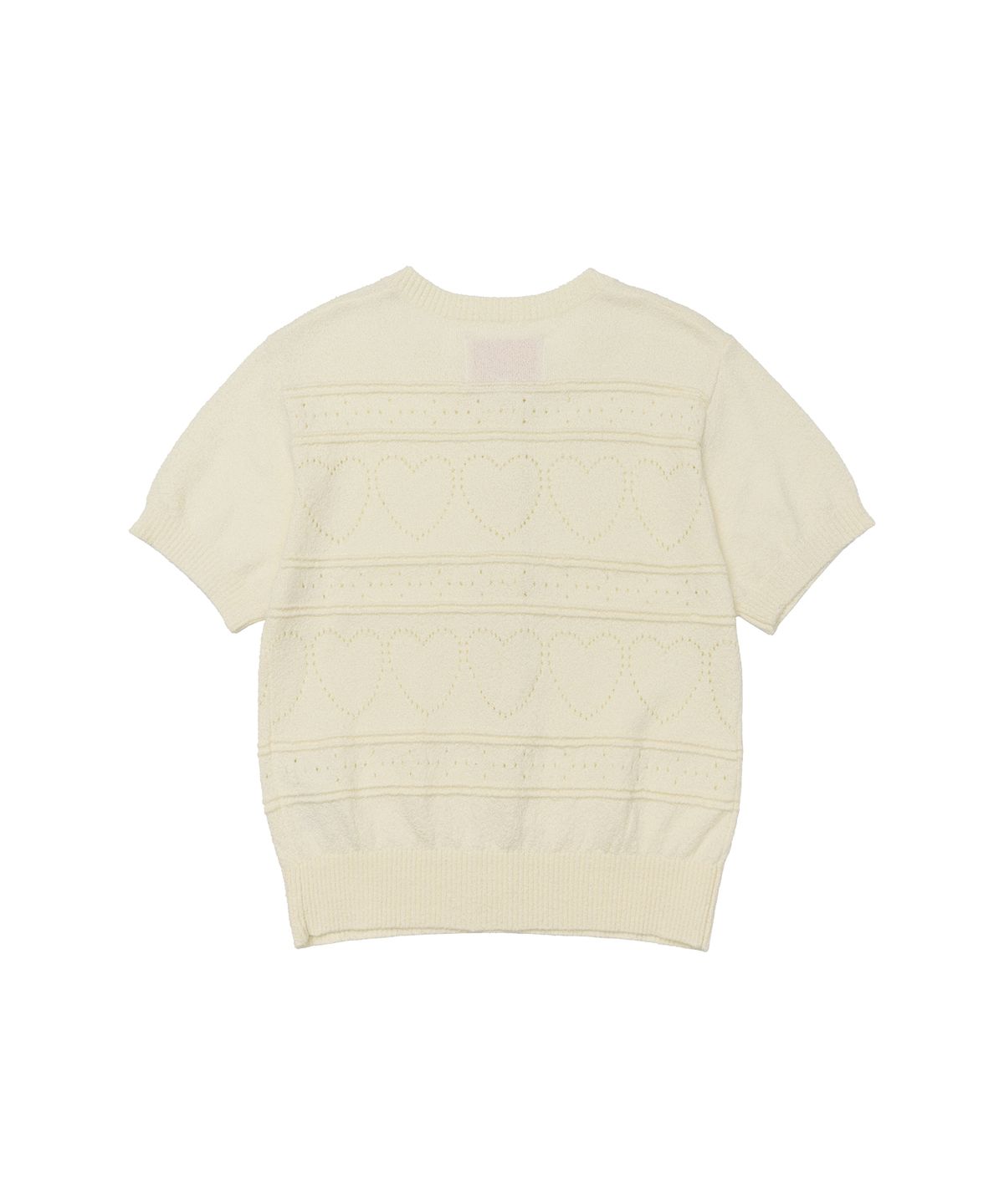 아메스 월드와이드(AMES-WORLDWIDE) HEART CROCHET SHORT SLEEVE CARDIGAN IVORY