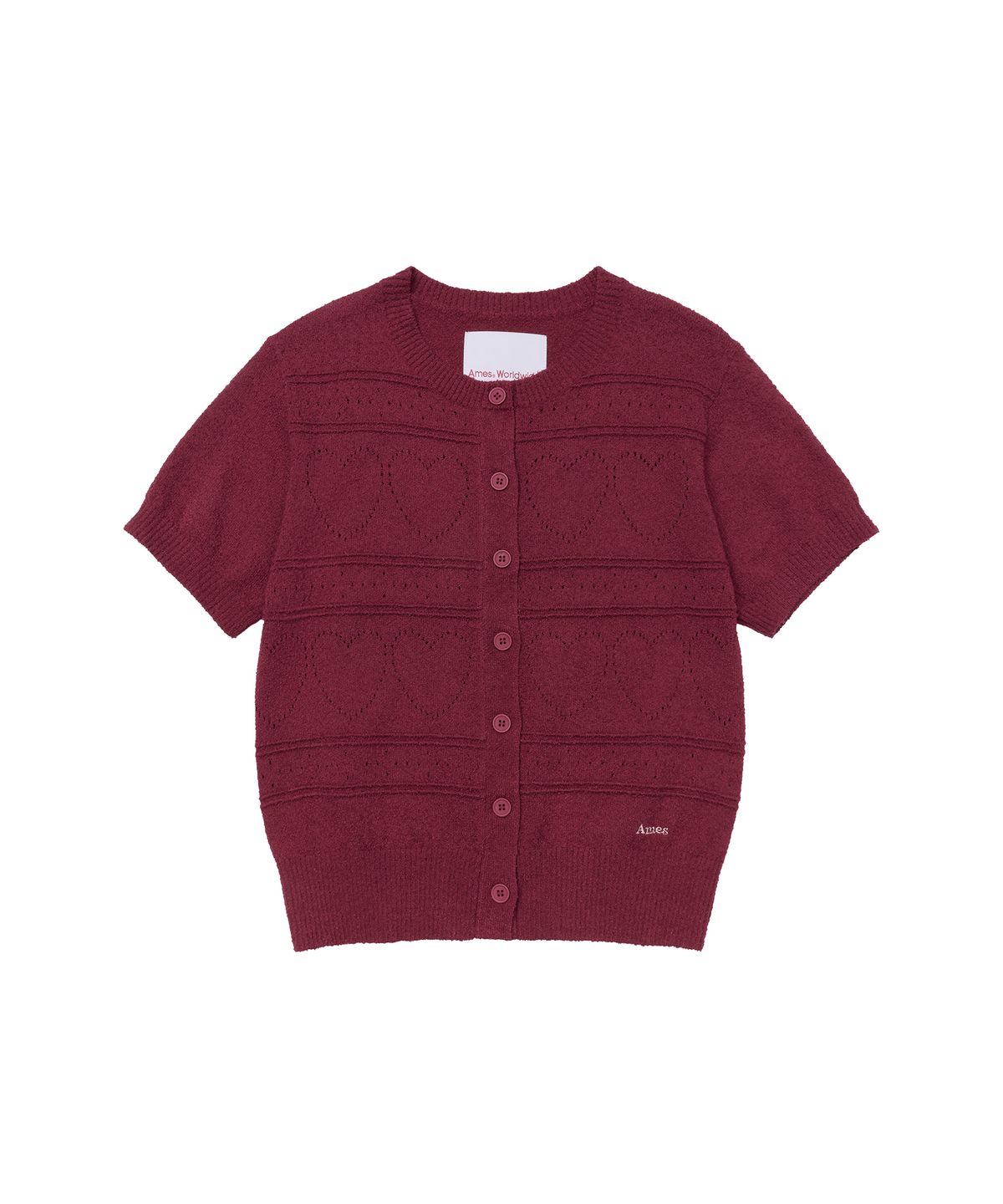 아메스 월드와이드(AMES-WORLDWIDE) HEART CROCHET SHORT SLEEVE CARDIGAN RED