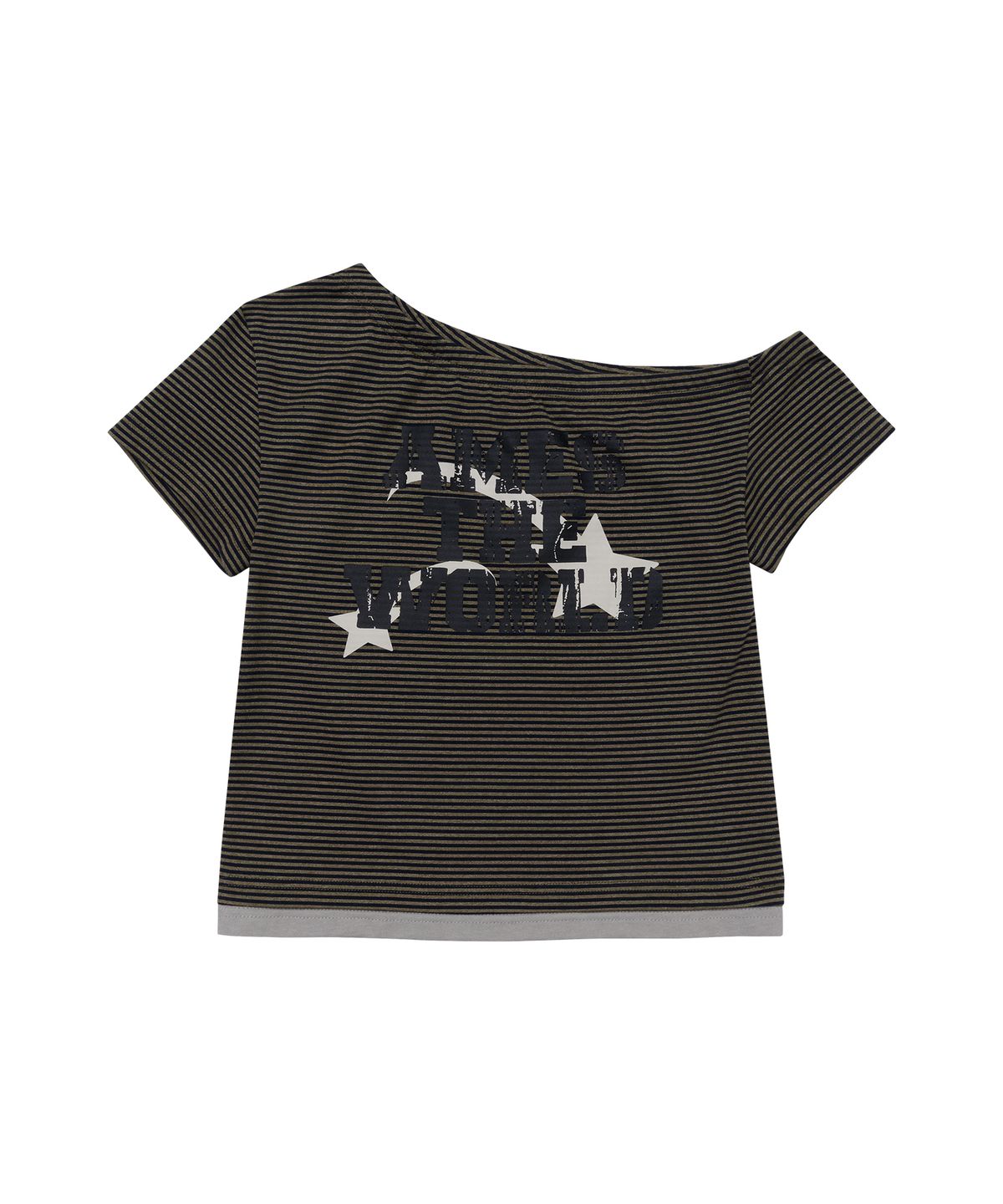 아메스 월드와이드(AMES-WORLDWIDE) ONE SHOULDER LETTERING TEE BROWN