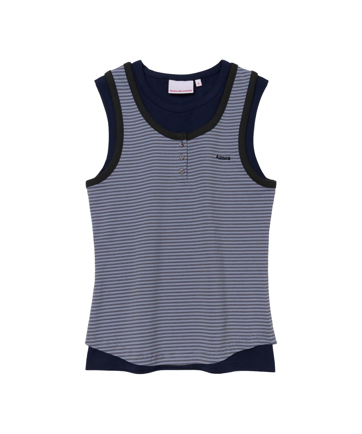 아메스 월드와이드(AMES-WORLDWIDE) LAYERED BUTTON SLEEVELESS BLUE