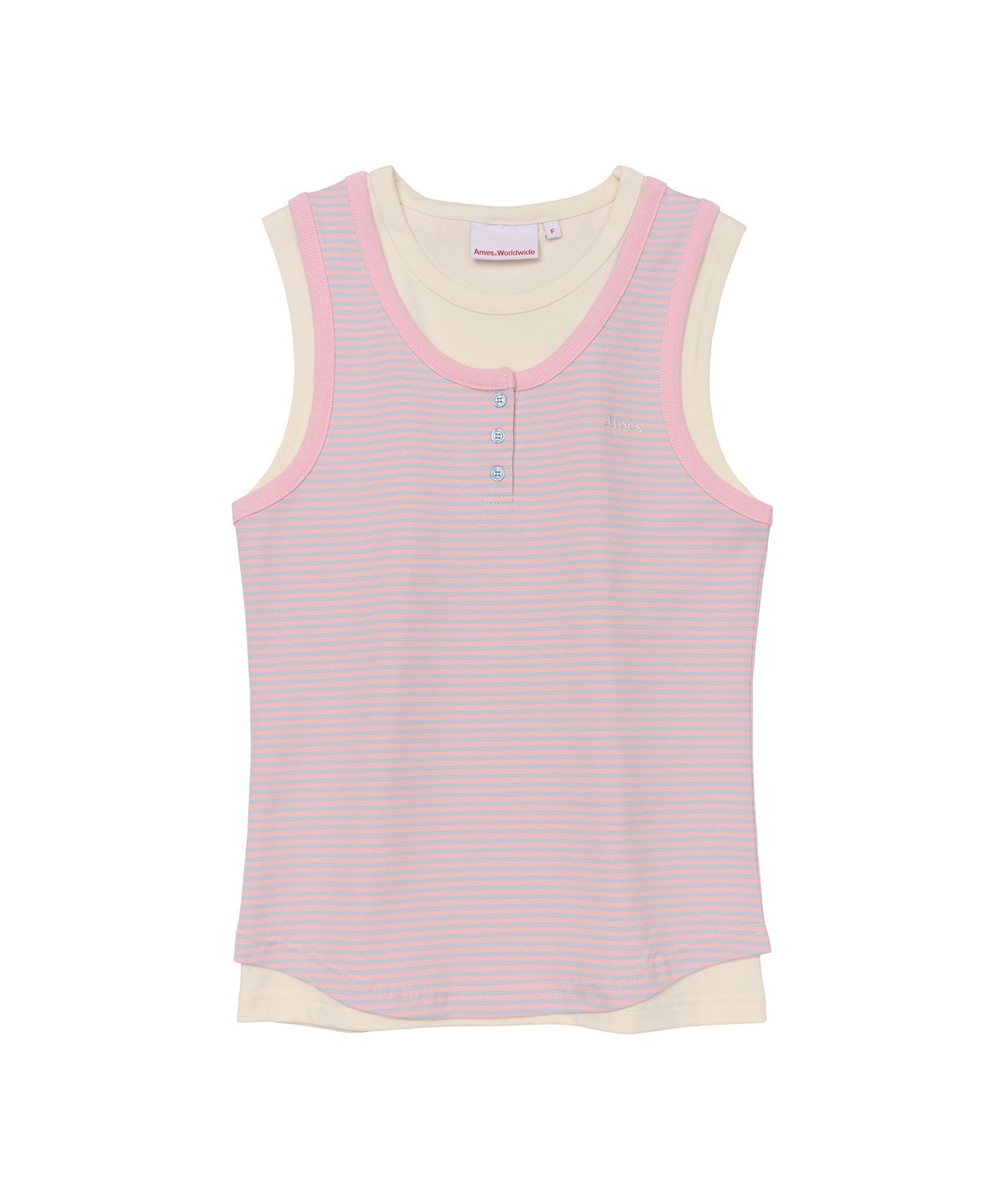 아메스 월드와이드(AMES-WORLDWIDE) LAYERED BUTTON SLEEVELESS PINK