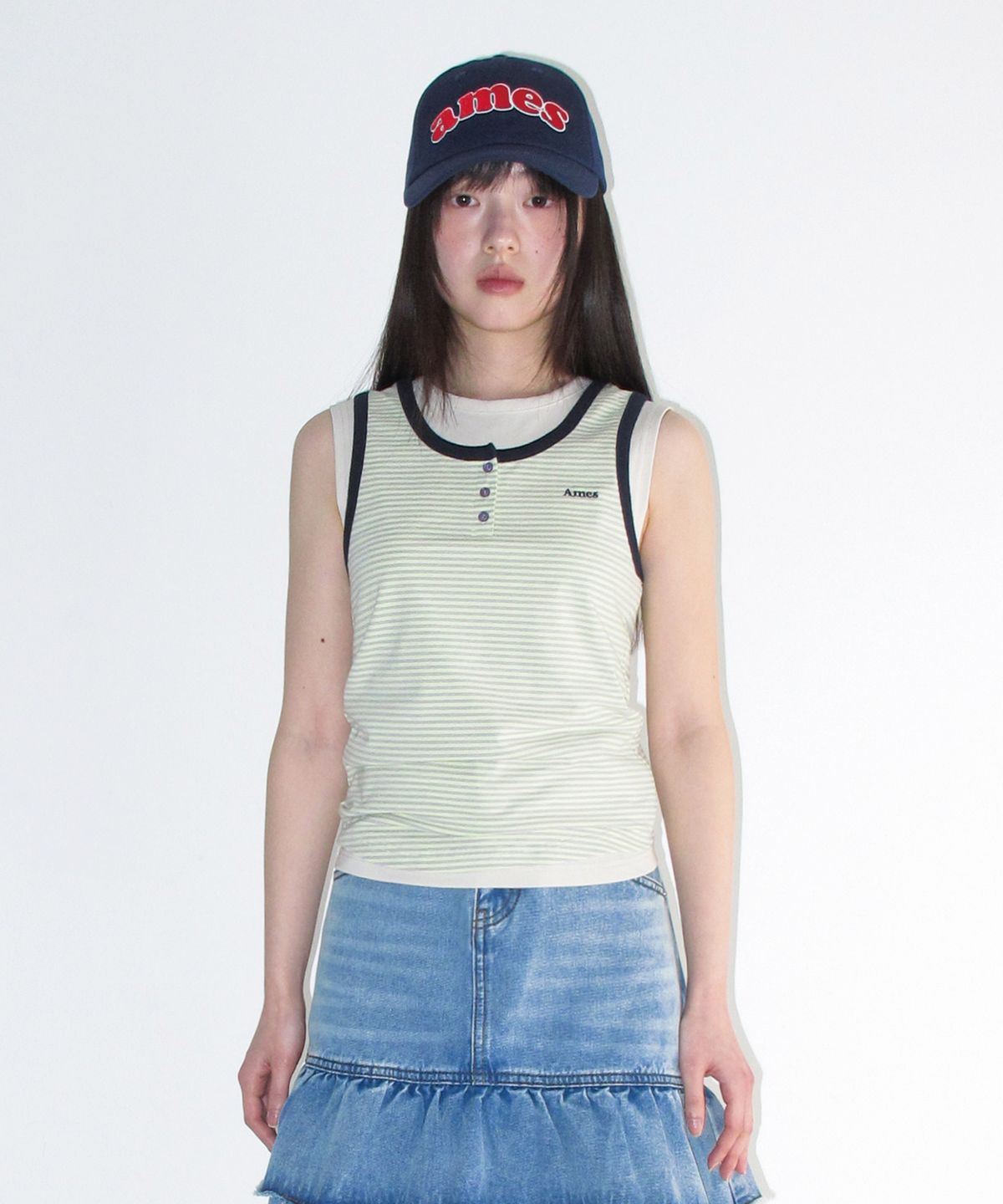 아메스 월드와이드(AMES-WORLDWIDE) LAYERED BUTTON SLEEVELESS YELLOW
