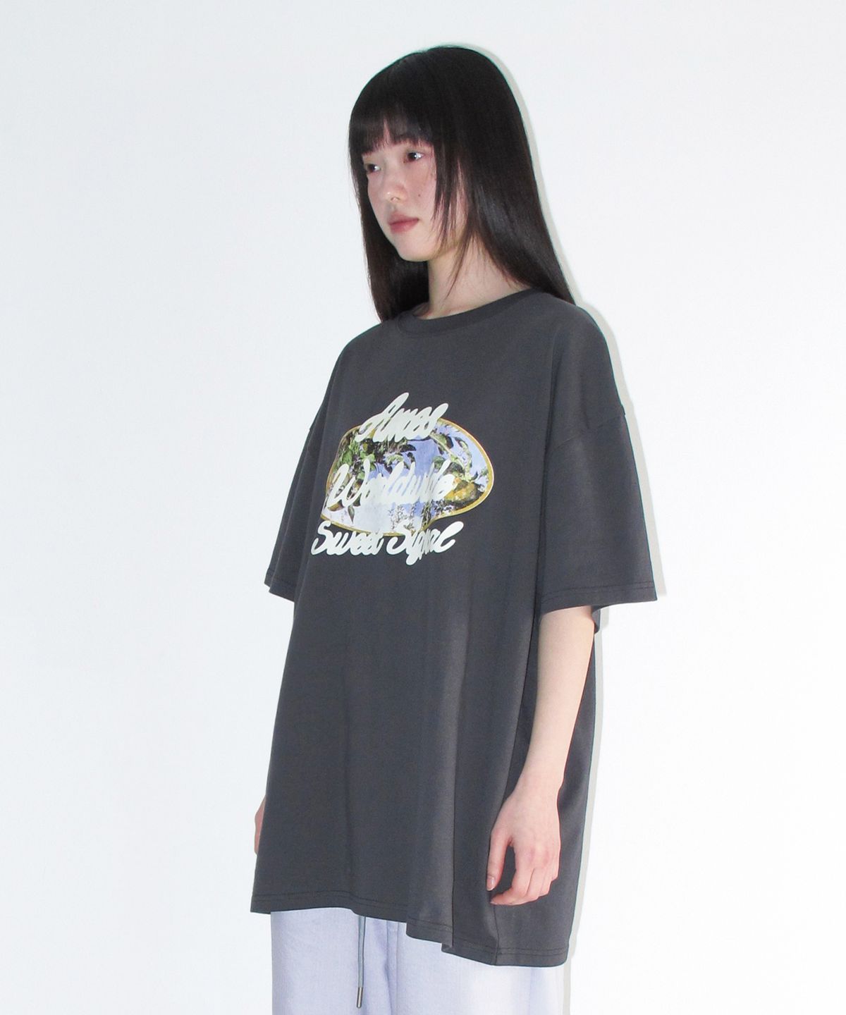 아메스 월드와이드(AMES-WORLDWIDE) PALM TREE OVAL TEE CHARCOAL