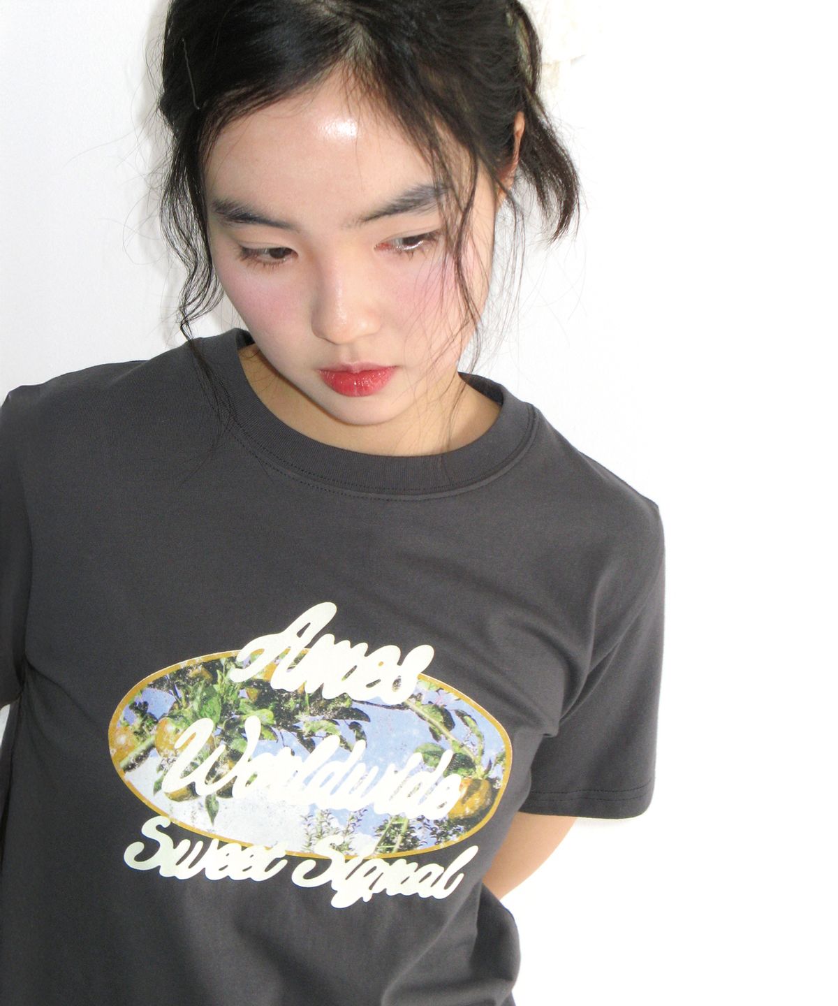 아메스 월드와이드(AMES-WORLDWIDE) PALM TREE OVAL TEE CHARCOAL