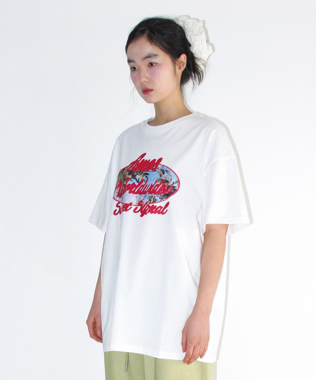 아메스 월드와이드(AMES-WORLDWIDE) PALM TREE OVAL TEE WHITE