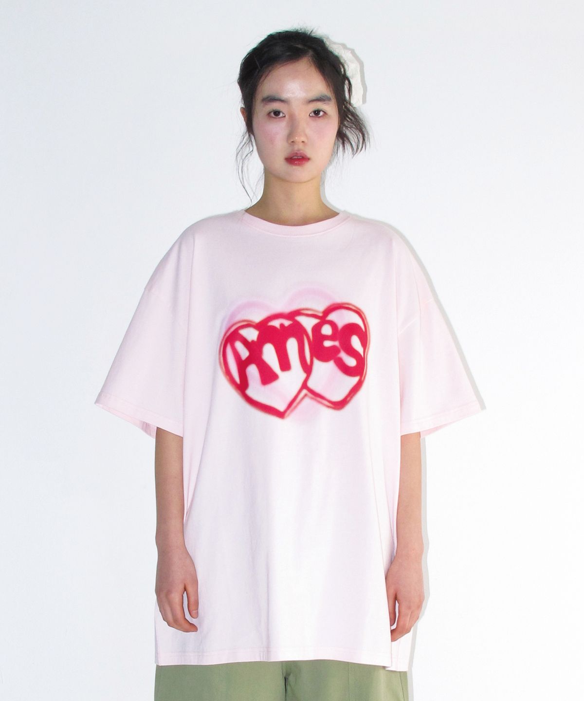 아메스 월드와이드(AMES-WORLDWIDE) HEART SPRAY TEE PINK