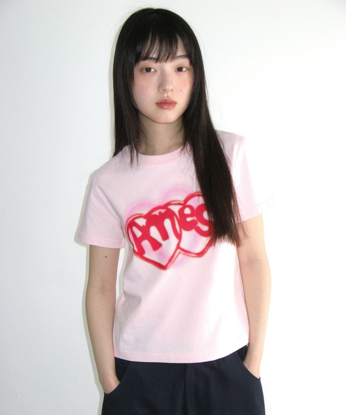 아메스 월드와이드(AMES-WORLDWIDE) HEART SPRAY TEE PINK