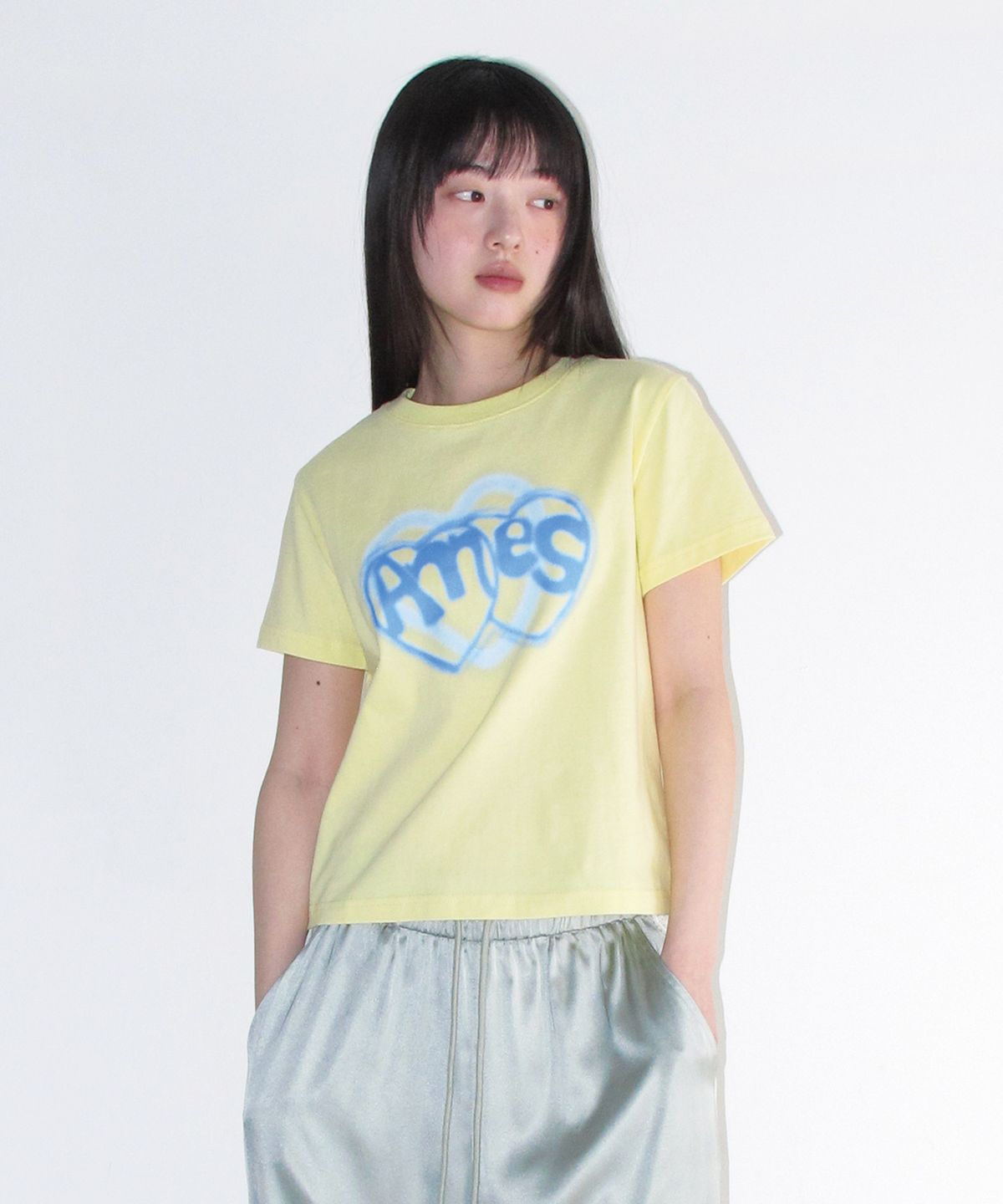 아메스 월드와이드(AMES-WORLDWIDE) HEART SPRAY TEE YELLOW