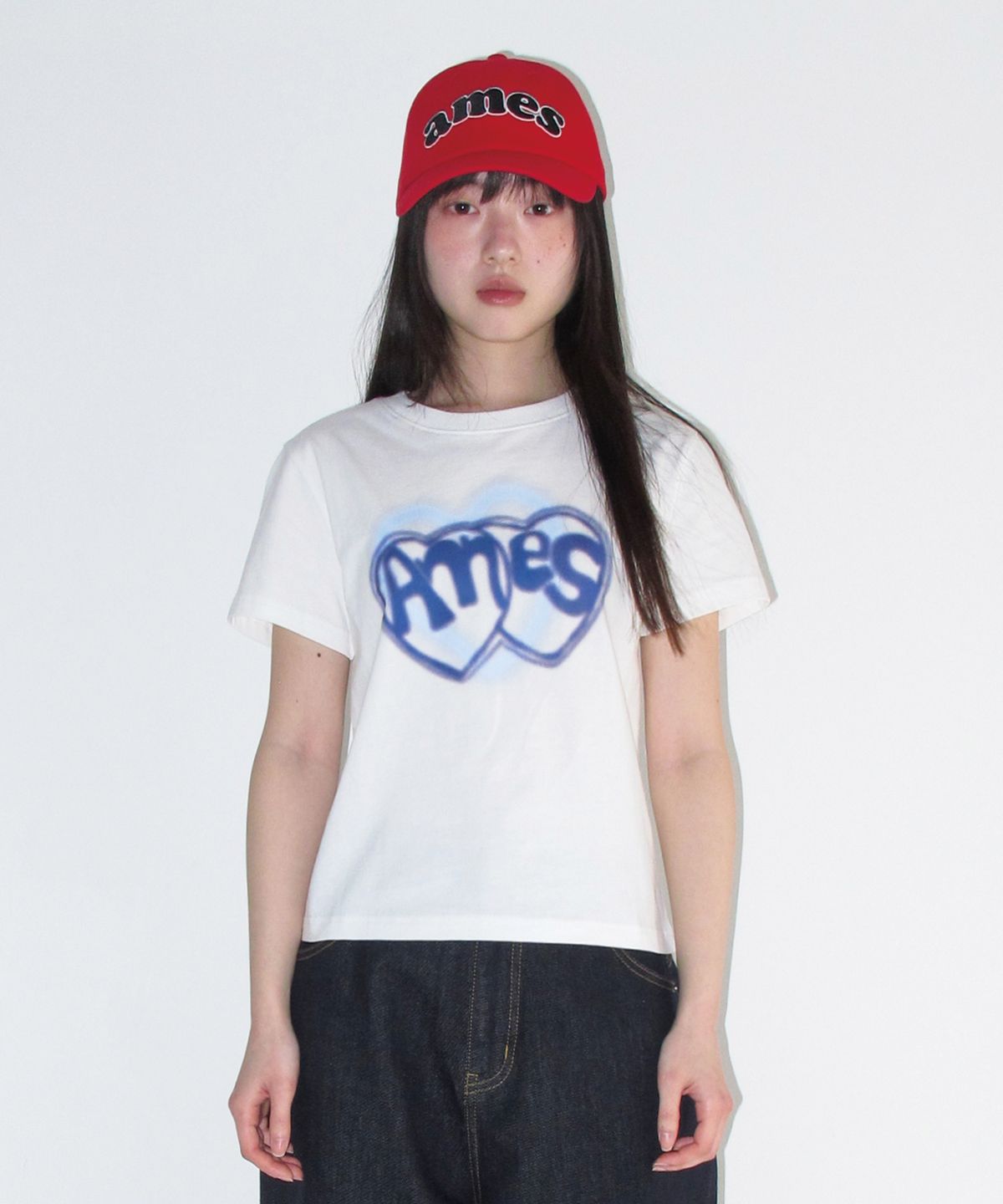 아메스 월드와이드(AMES-WORLDWIDE) HEART SPRAY TEE WHITE