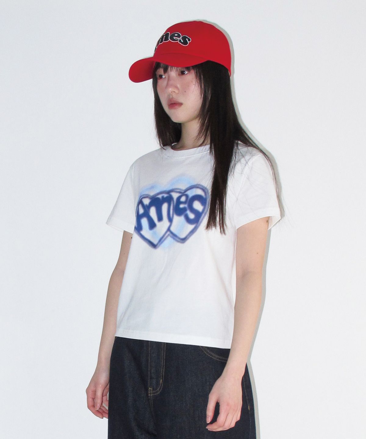 아메스 월드와이드(AMES-WORLDWIDE) HEART SPRAY TEE WHITE