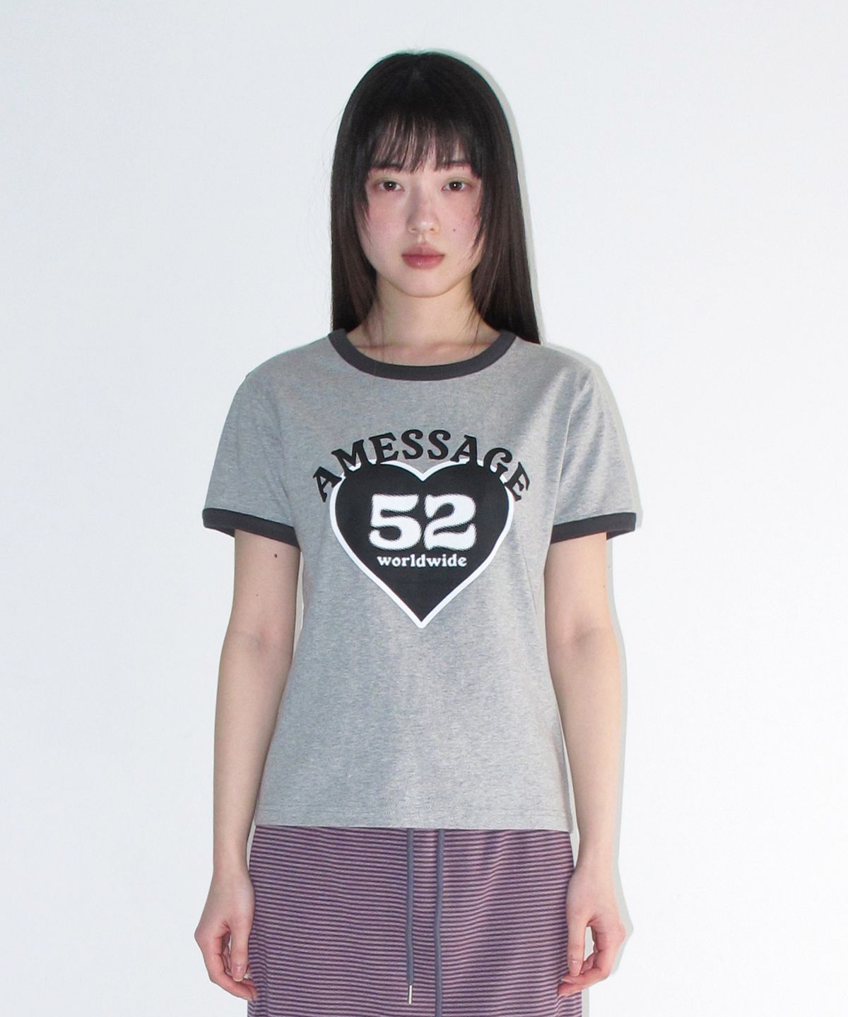 아메스 월드와이드(AMES-WORLDWIDE) 52 HEART RINGER CROP TEE GREY