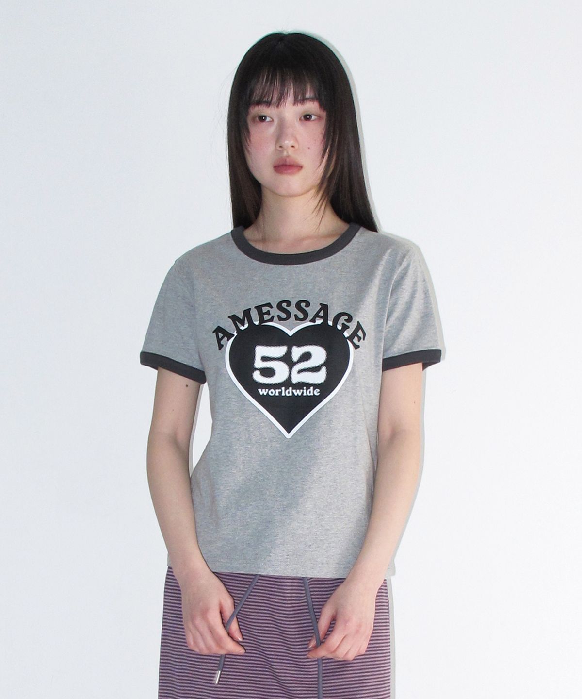 아메스 월드와이드(AMES-WORLDWIDE) 52 HEART RINGER CROP TEE GREY