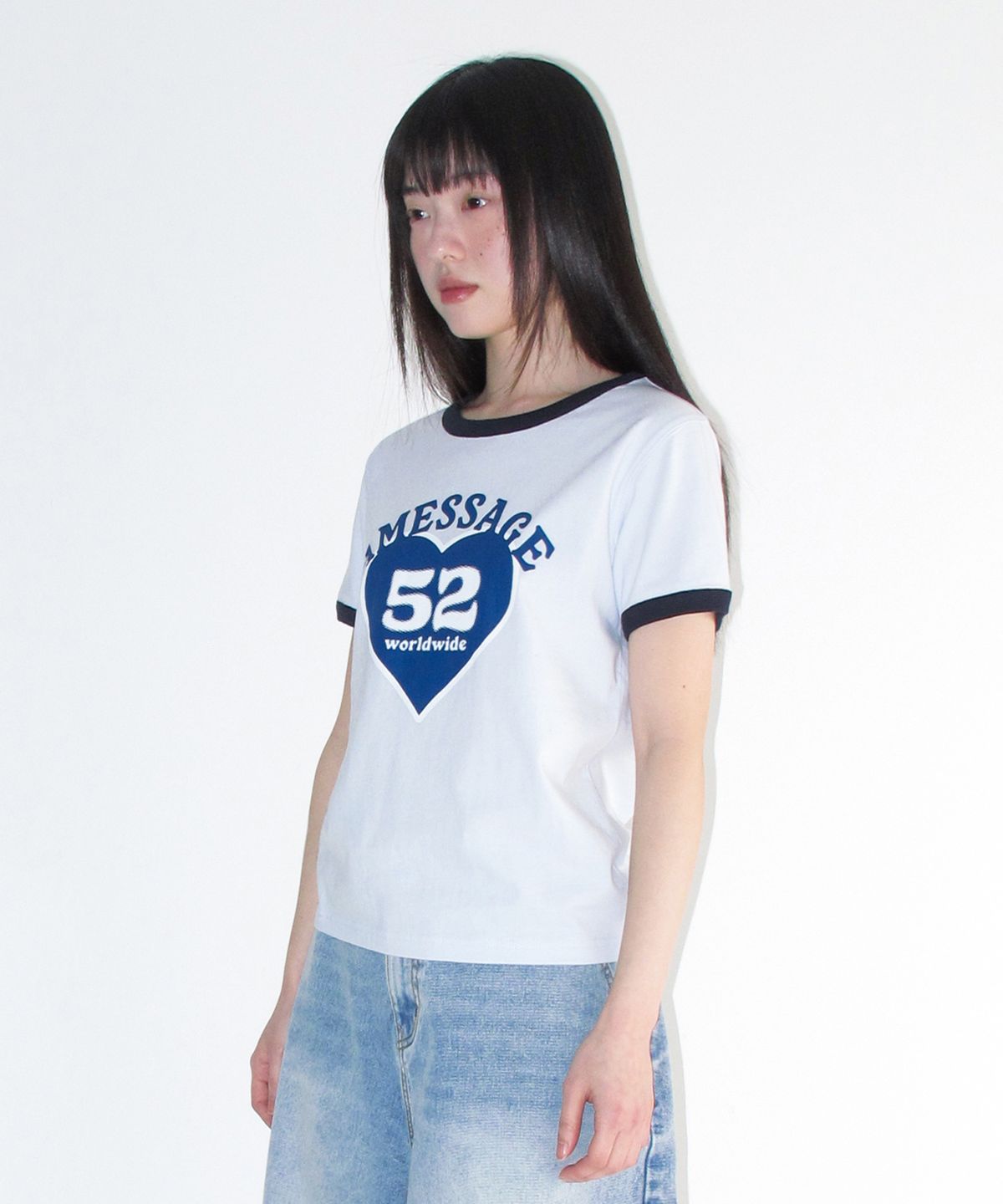 아메스 월드와이드(AMES-WORLDWIDE) 52 HEART RINGER CROP TEE BLUE