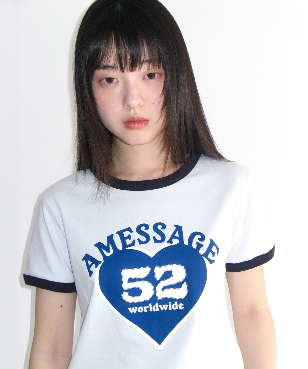 아메스 월드와이드(AMES-WORLDWIDE) 52 HEART RINGER CROP TEE BLUE