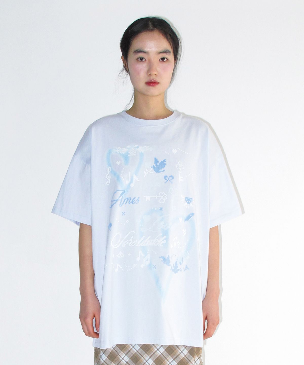 아메스 월드와이드(AMES-WORLDWIDE) HEART PIXEL ART TEE BLUE
