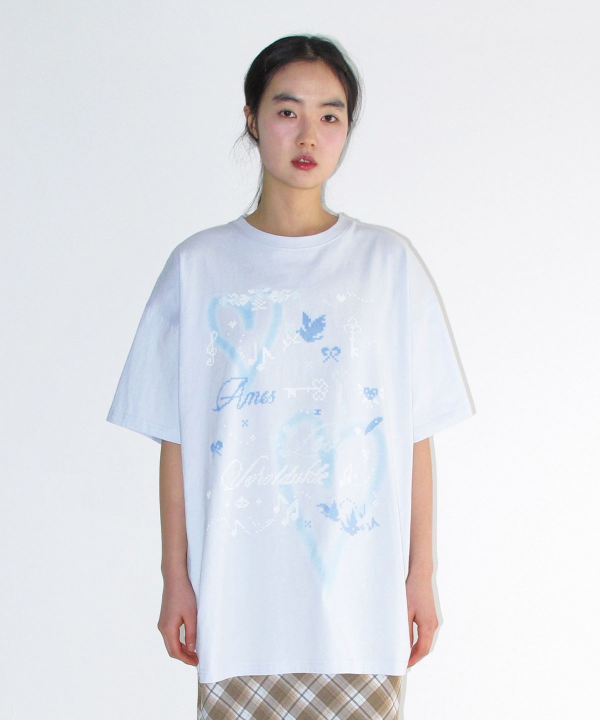 아메스 월드와이드(AMES-WORLDWIDE) HEART PIXEL ART TEE BLUE