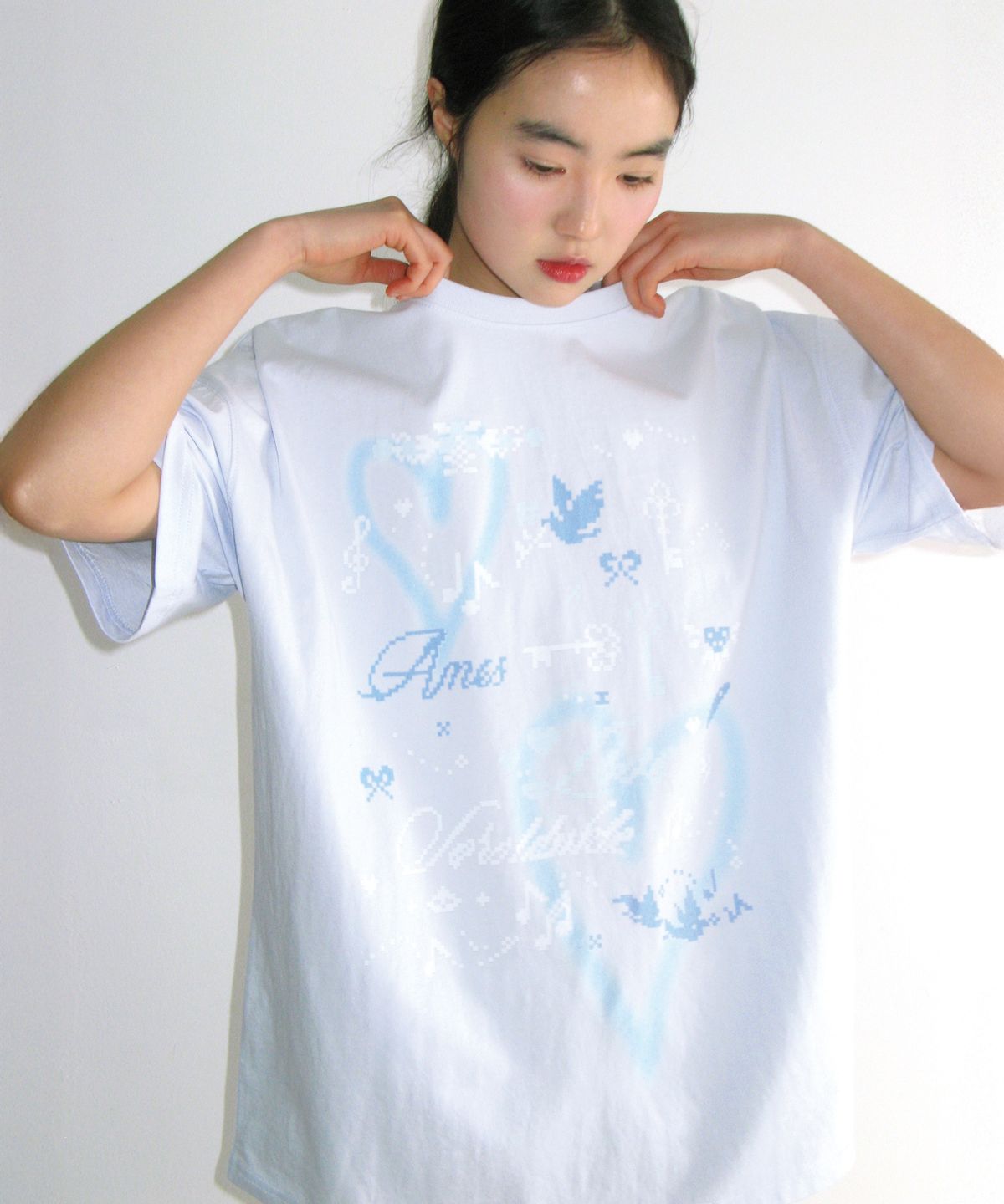아메스 월드와이드(AMES-WORLDWIDE) HEART PIXEL ART TEE BLUE