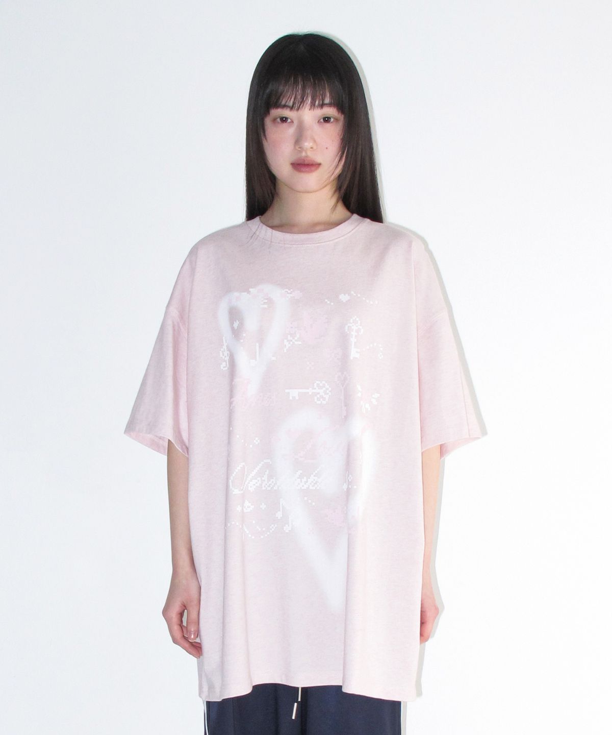 아메스 월드와이드(AMES-WORLDWIDE) HEART PIXEL ART TEE PINK