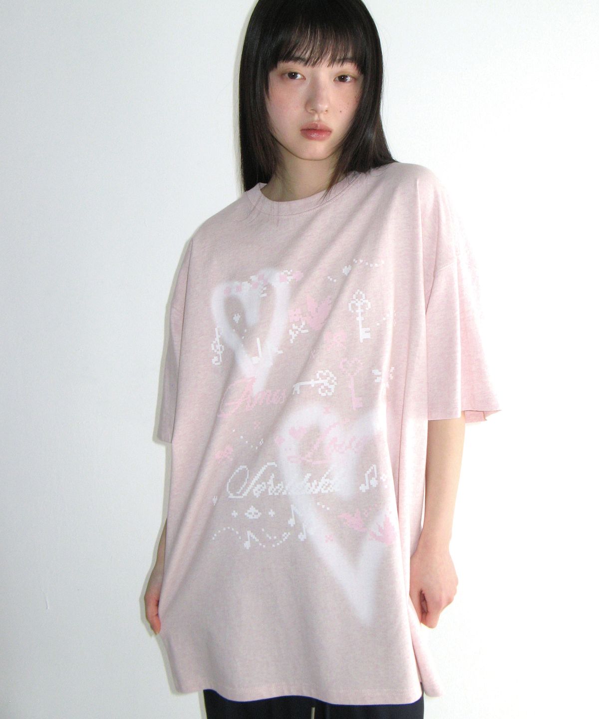 아메스 월드와이드(AMES-WORLDWIDE) HEART PIXEL ART TEE PINK