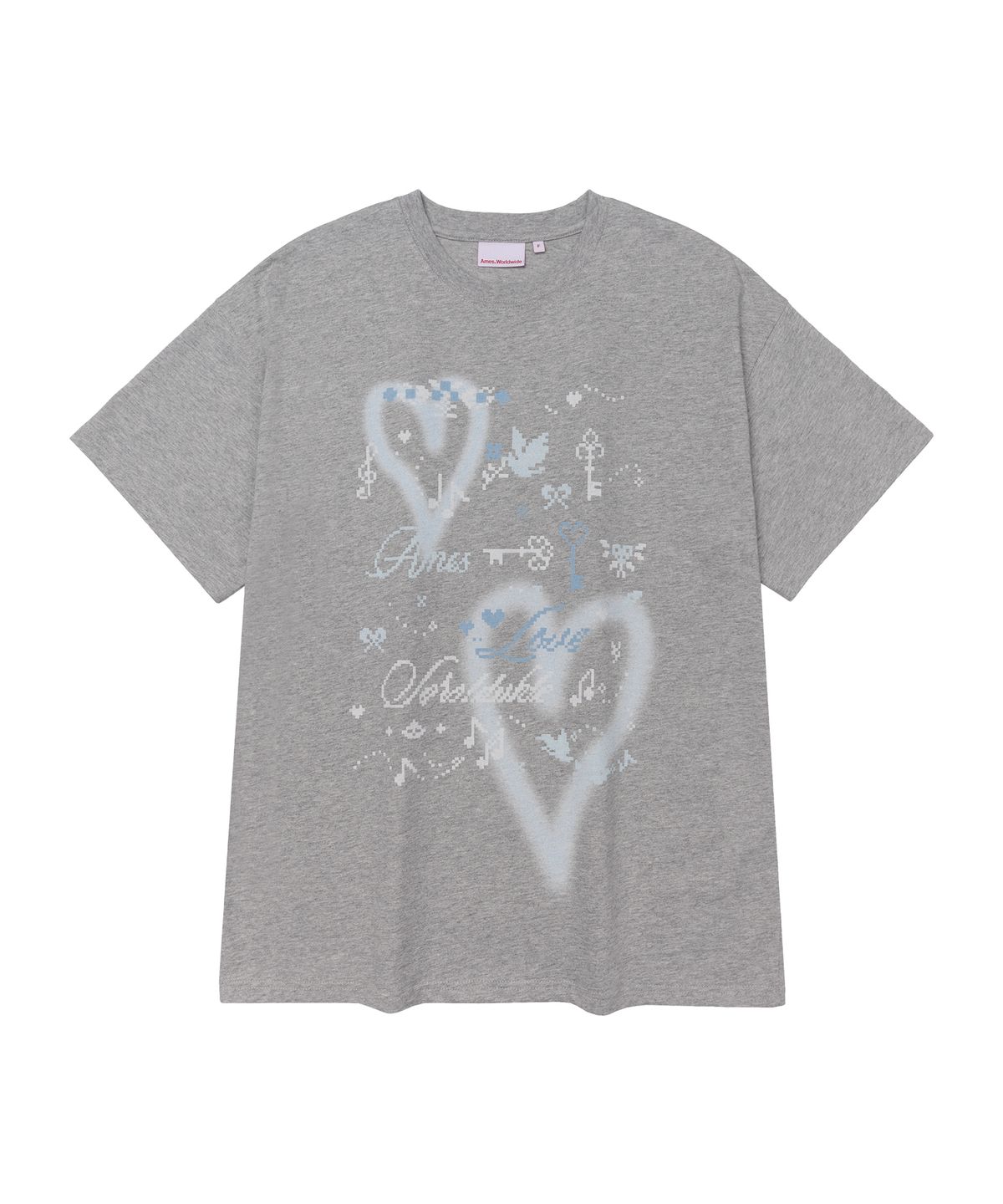 아메스 월드와이드(AMES-WORLDWIDE) HEART PIXEL ART TEE GREY