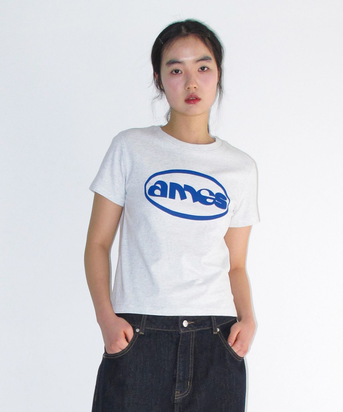 아메스 월드와이드(AMES-WORLDWIDE) AMES CIRCLE LOGO SYMBOL TEE LIGHT GREY
