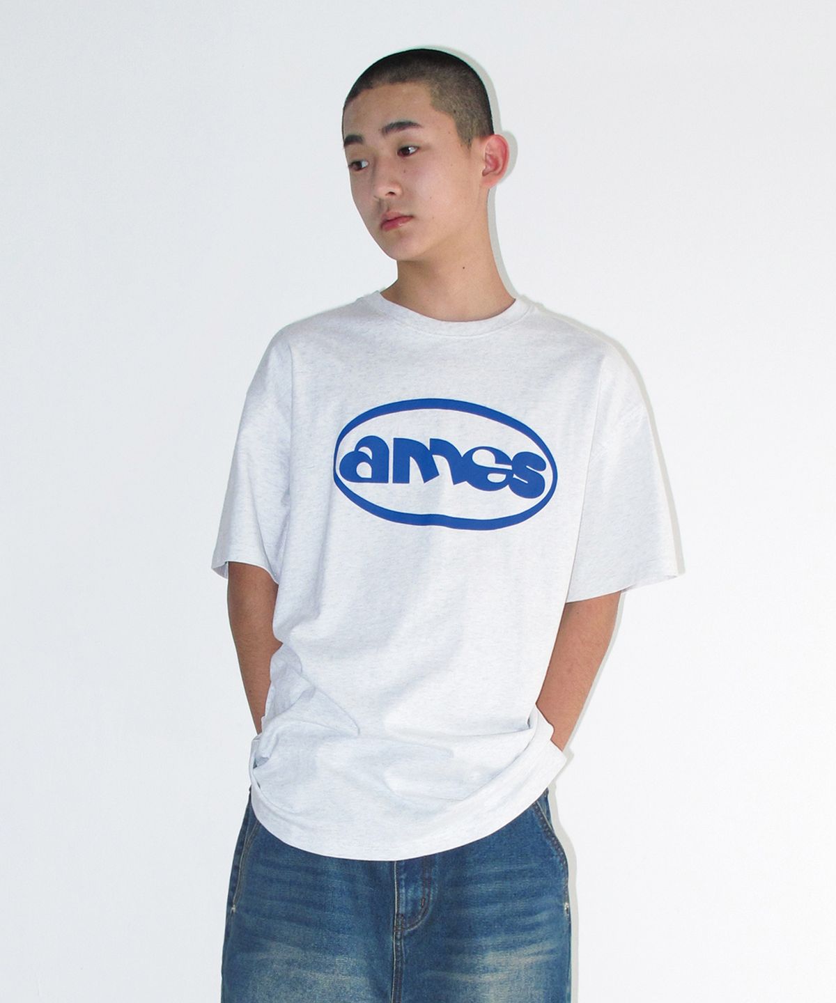 아메스 월드와이드(AMES-WORLDWIDE) AMES CIRCLE LOGO SYMBOL TEE LIGHT GREY