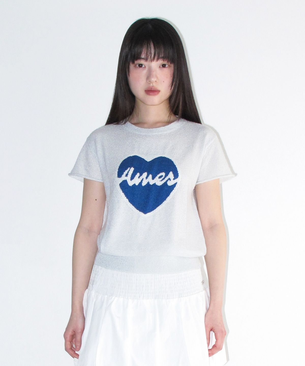 아메스 월드와이드(AMES-WORLDWIDE) HEART SHORT SLEEVE KNIT BLUE