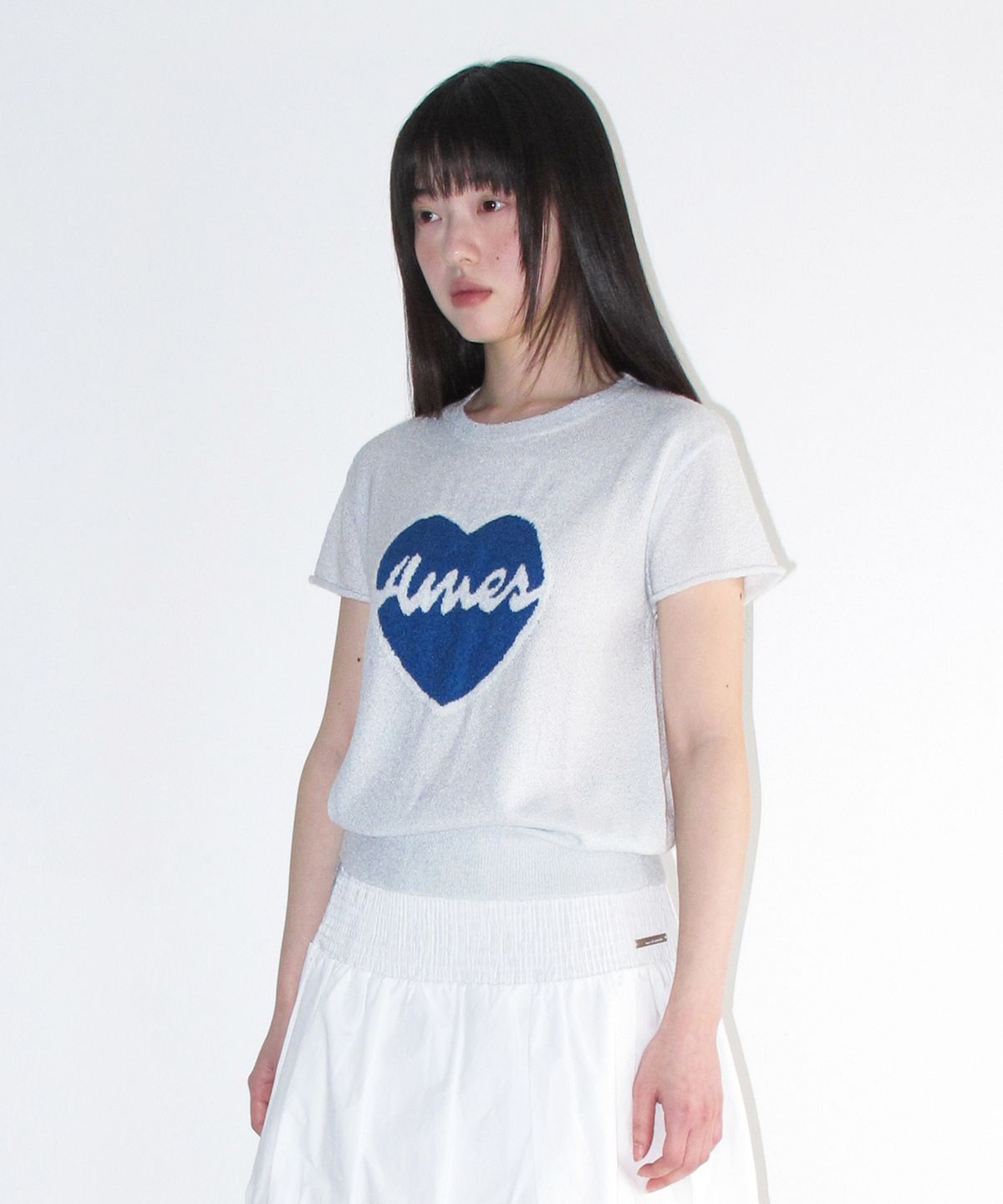 아메스 월드와이드(AMES-WORLDWIDE) HEART SHORT SLEEVE KNIT BLUE