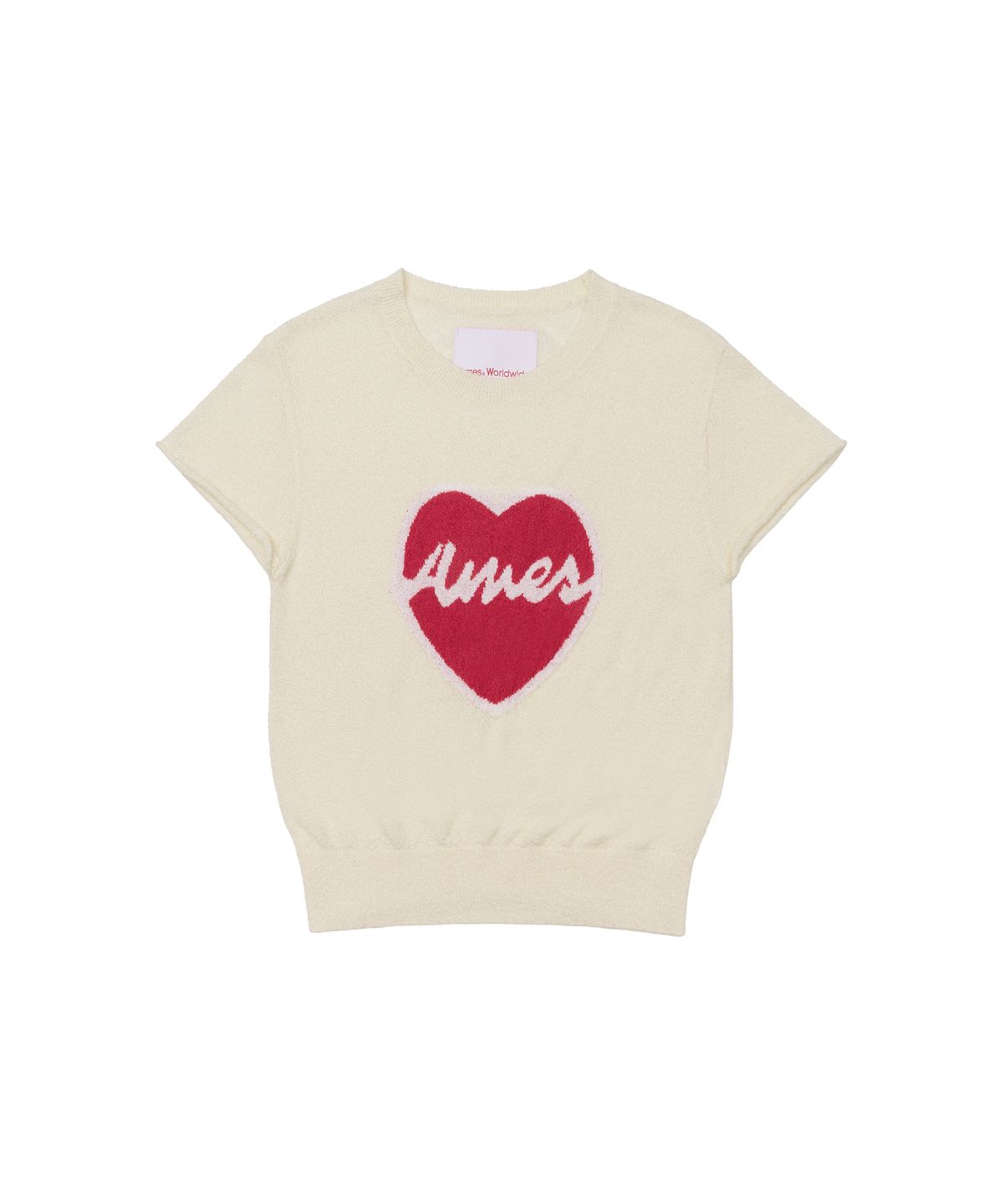 아메스 월드와이드(AMES-WORLDWIDE) HEART SHORT SLEEVE KNIT CREAM