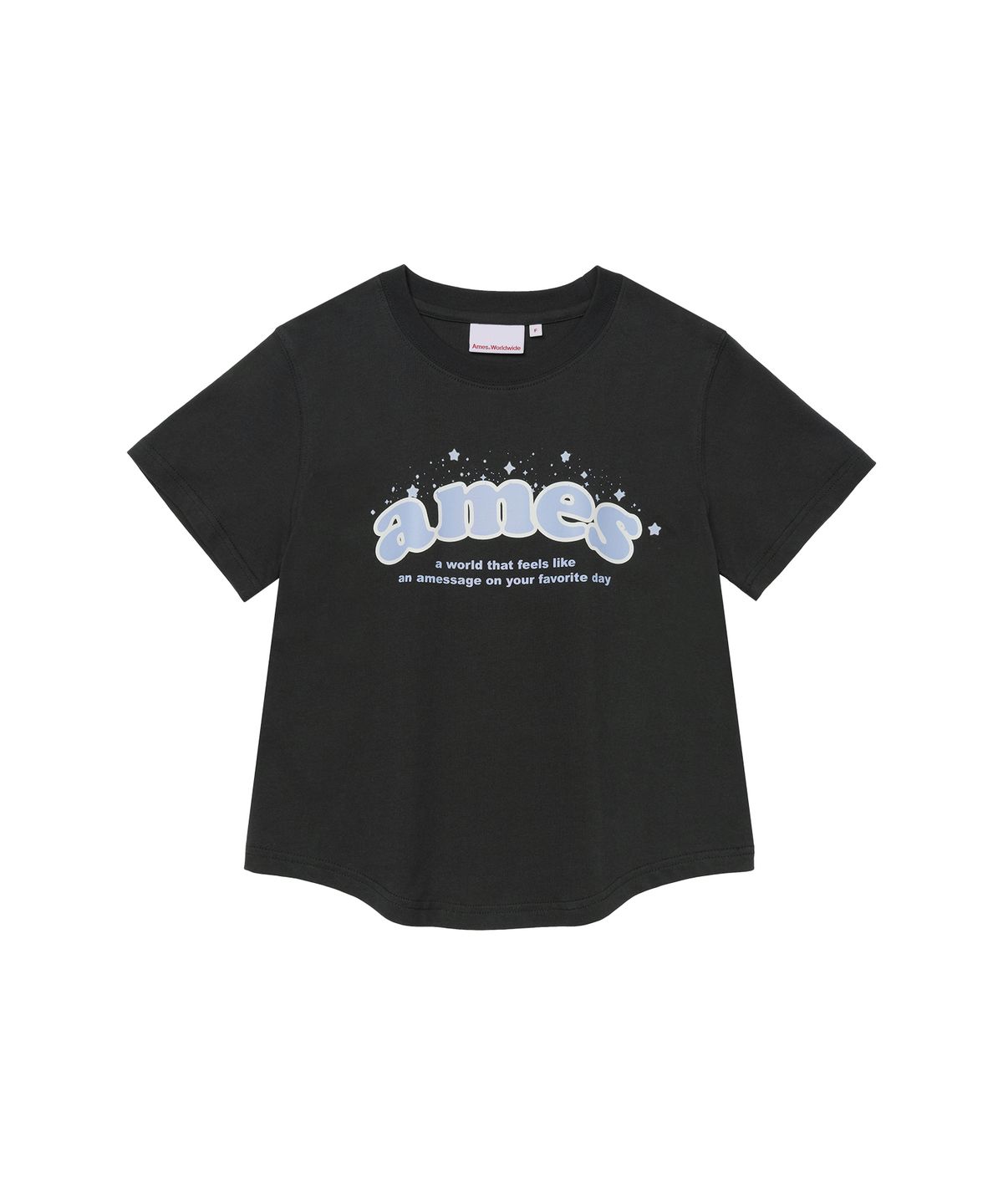 아메스 월드와이드(AMES-WORLDWIDE) SHINING AMES ROUND HEM CROP TEE CHARCOAL