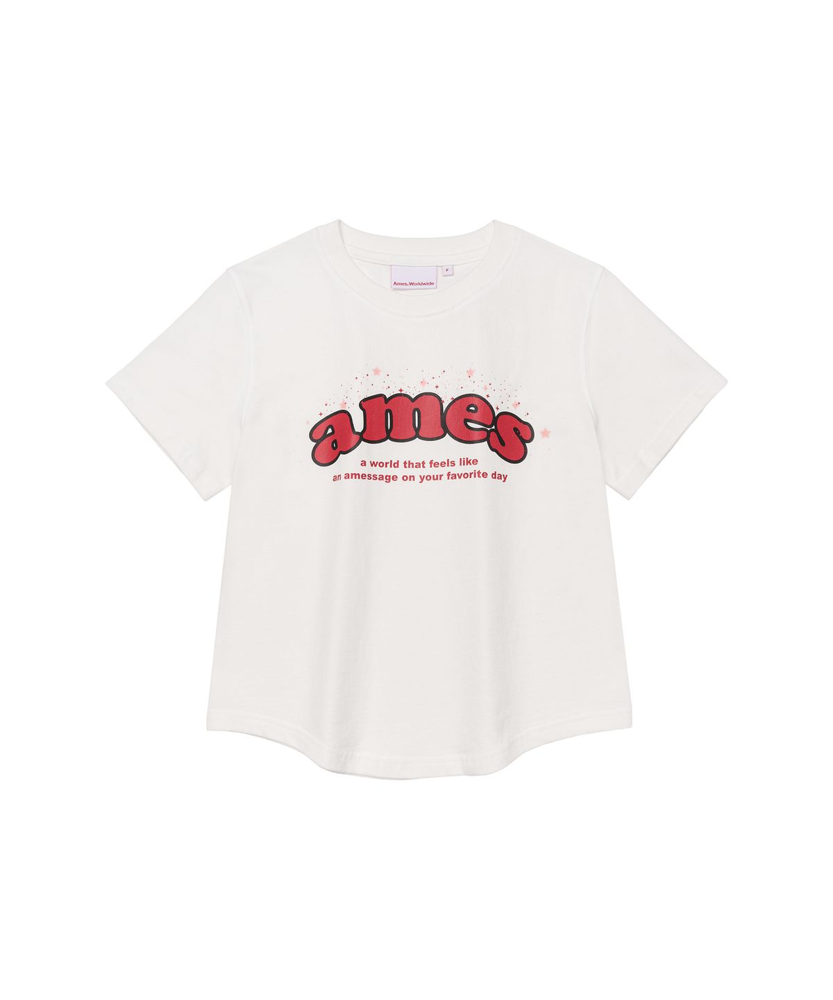 아메스 월드와이드(AMES-WORLDWIDE) SHINING AMES ROUND HEM CROP TEE WHITE