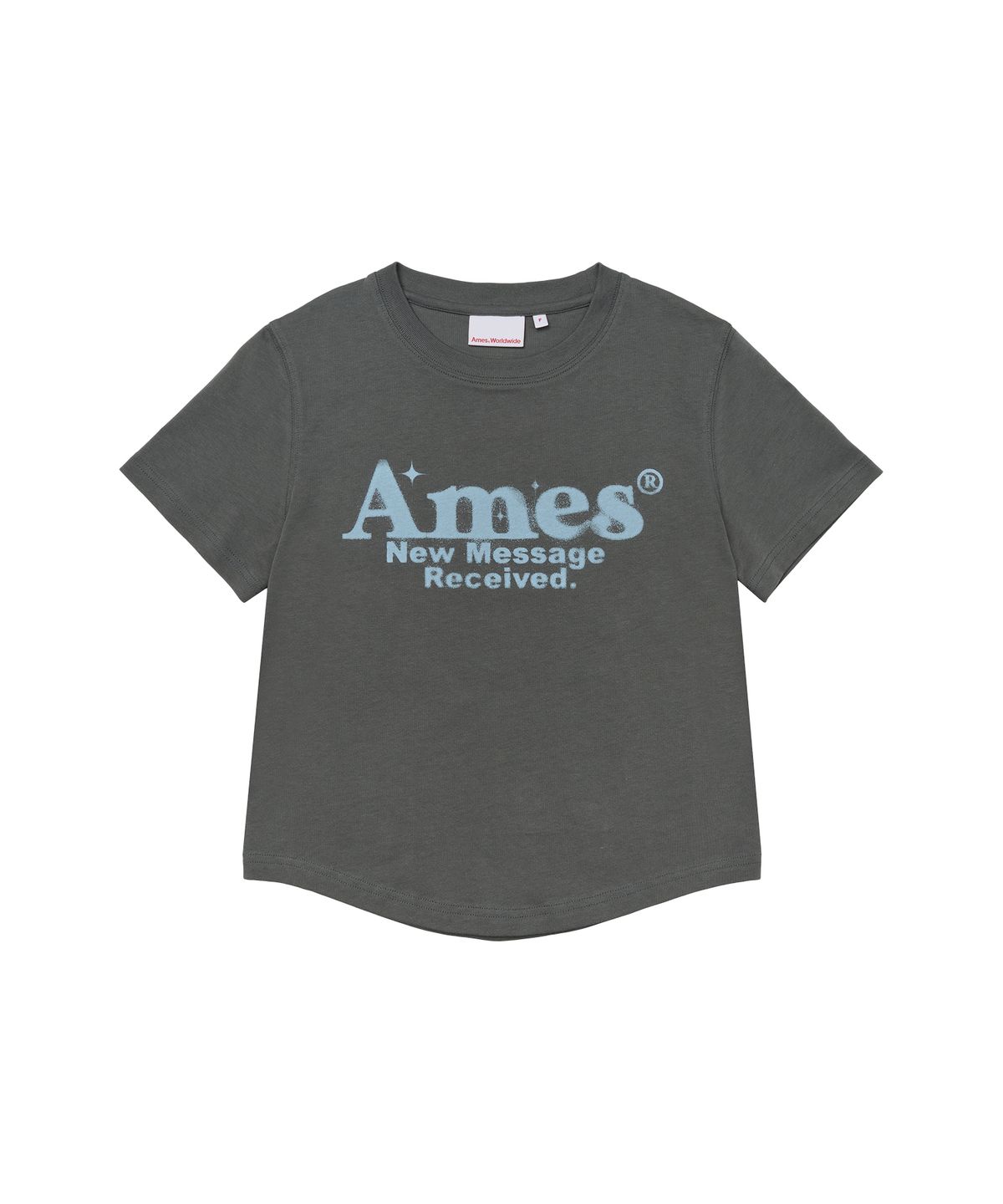 아메스 월드와이드(AMES-WORLDWIDE) ROUND HEM CROP TEE LIGHT CHARCOAL
