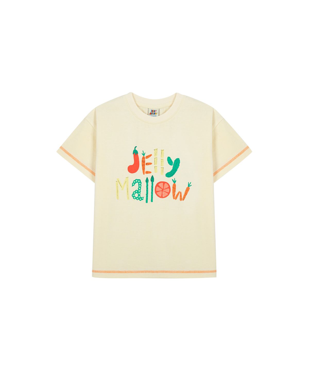 젤리멜로(JELLY MALLOW) 젤리멜로 베지 숏 슬리브 티셔츠_아이보리