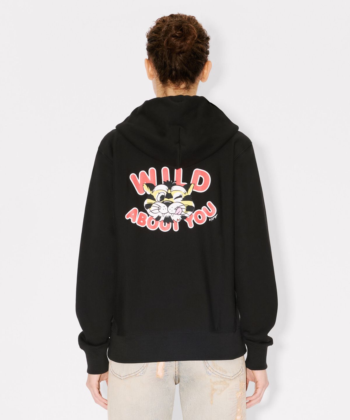 겐조(KENZO) 여성 겐조 와일드 타이거 클래식 집 업 후디_K265AWW301BKX