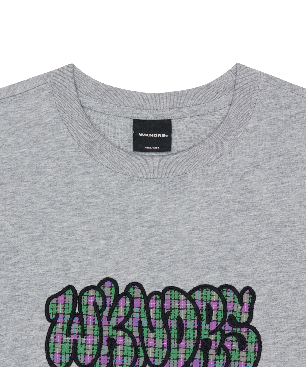 위캔더스(WKNDRS) PLAID BUBBLE T-SHIRT (M.GREY)