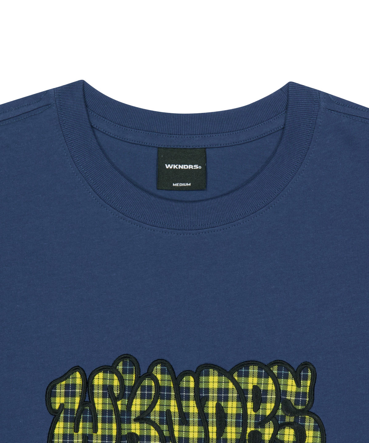 위캔더스(WKNDRS) PLAID BUBBLE T-SHIRT (NAVY)