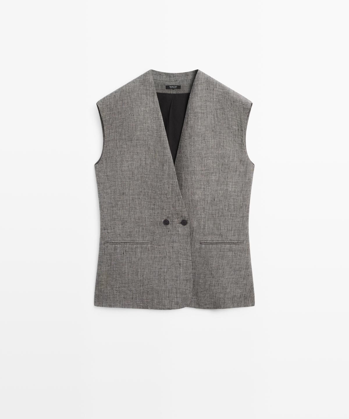 마시모두띠(MASSIMO DUTTI) 숄더 디테일 린넨 베스트