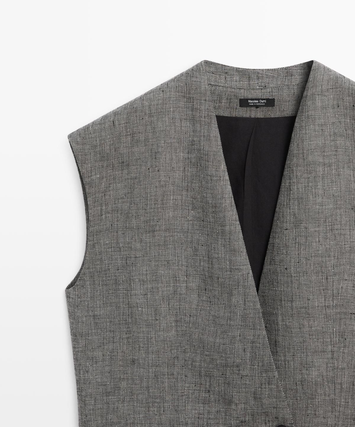 마시모두띠(MASSIMO DUTTI) 숄더 디테일 린넨 베스트
