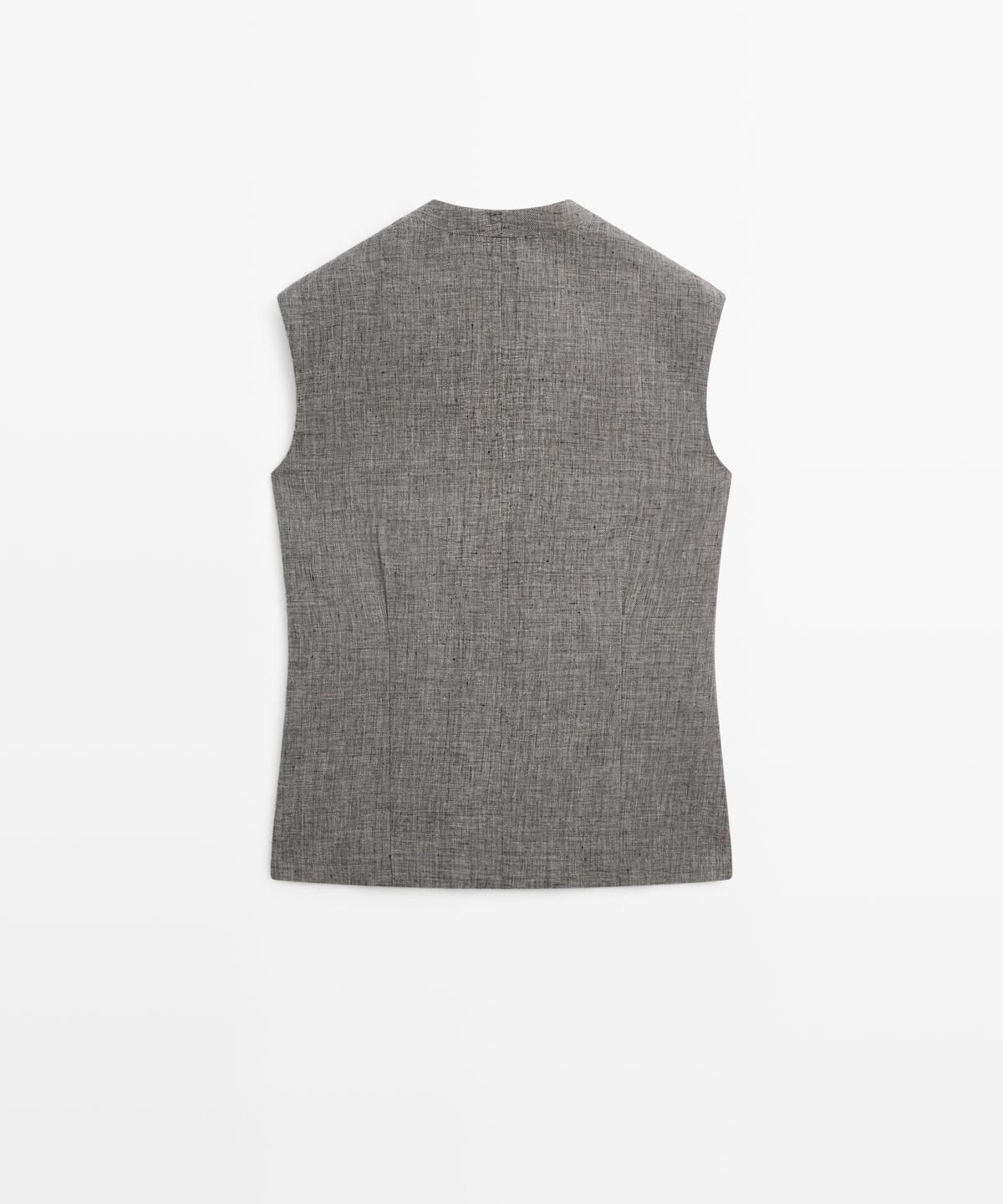 마시모두띠(MASSIMO DUTTI) 숄더 디테일 린넨 베스트