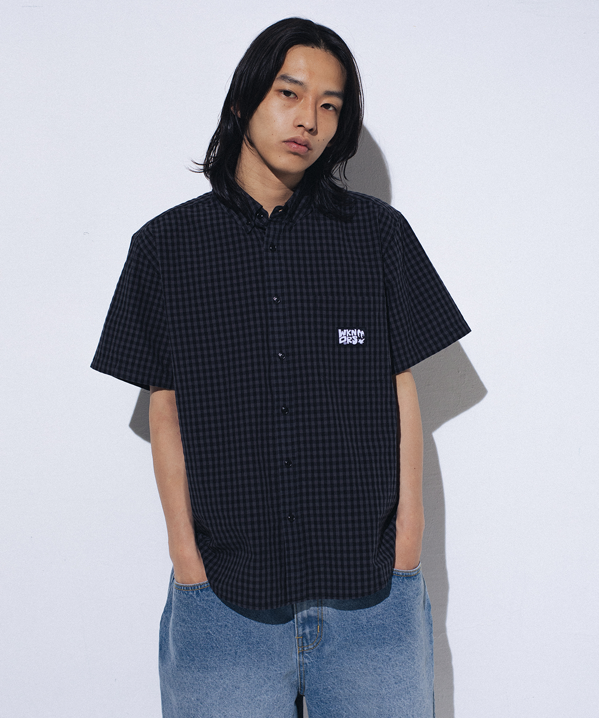 위캔더스(WKNDRS) GINGHAM CHECK SHIRT (BLACK)