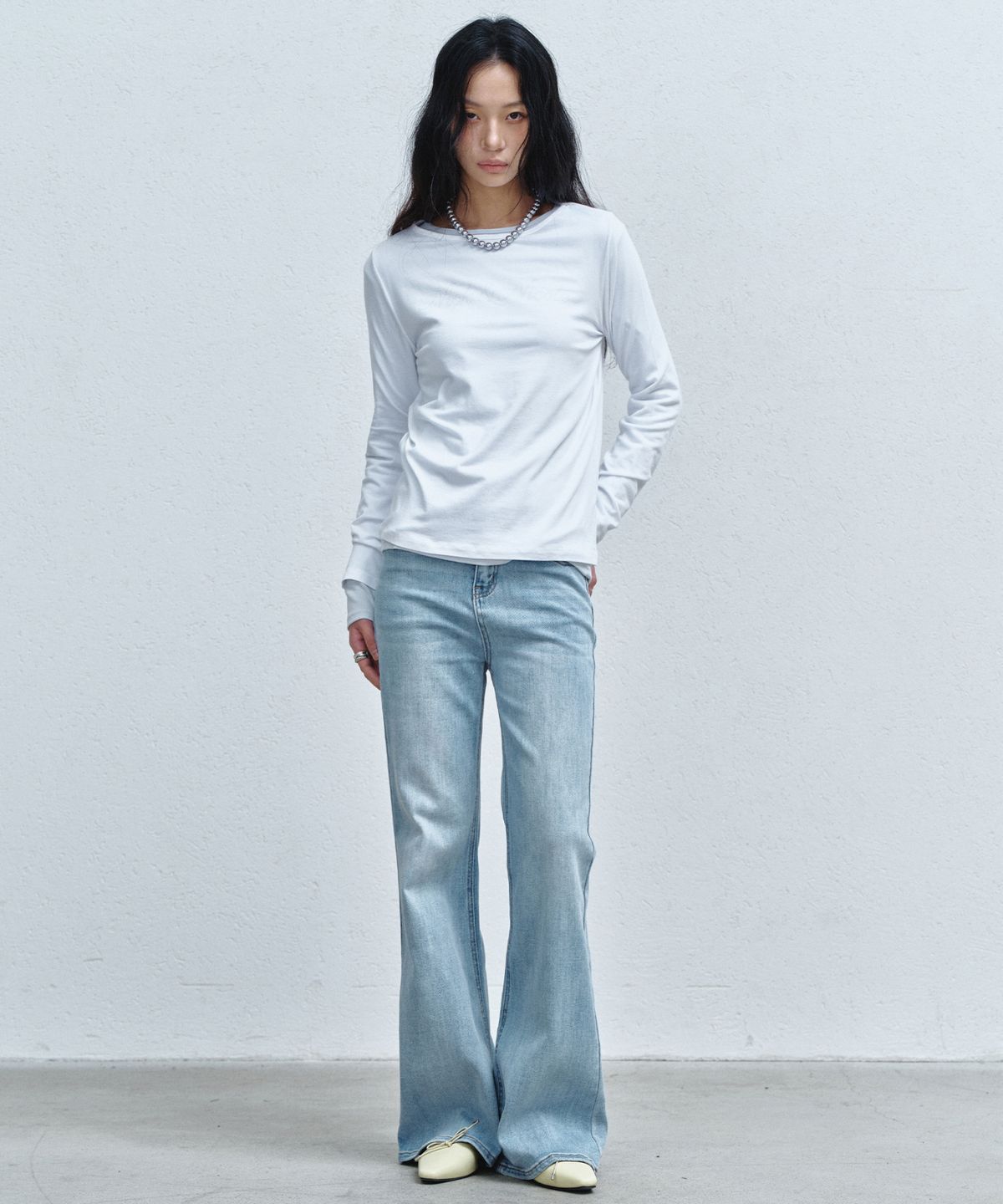 닉앤니콜(NICK&NICOLE) REFINED SEMI FLARE DENIM PANTS_BLUE