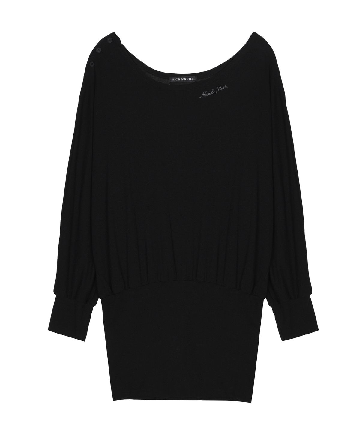 닉앤니콜(NICK&NICOLE) ASYMMETRIC OFF SHOULDER DRESS_BLACK