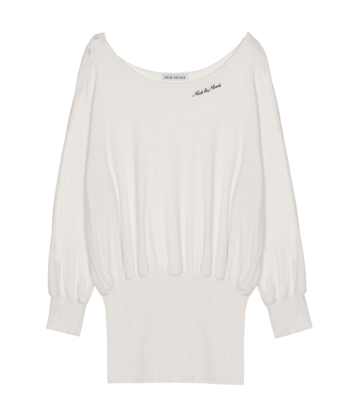 닉앤니콜(NICK&NICOLE) ASYMMETRIC OFF SHOULDER DRESS_CREAM