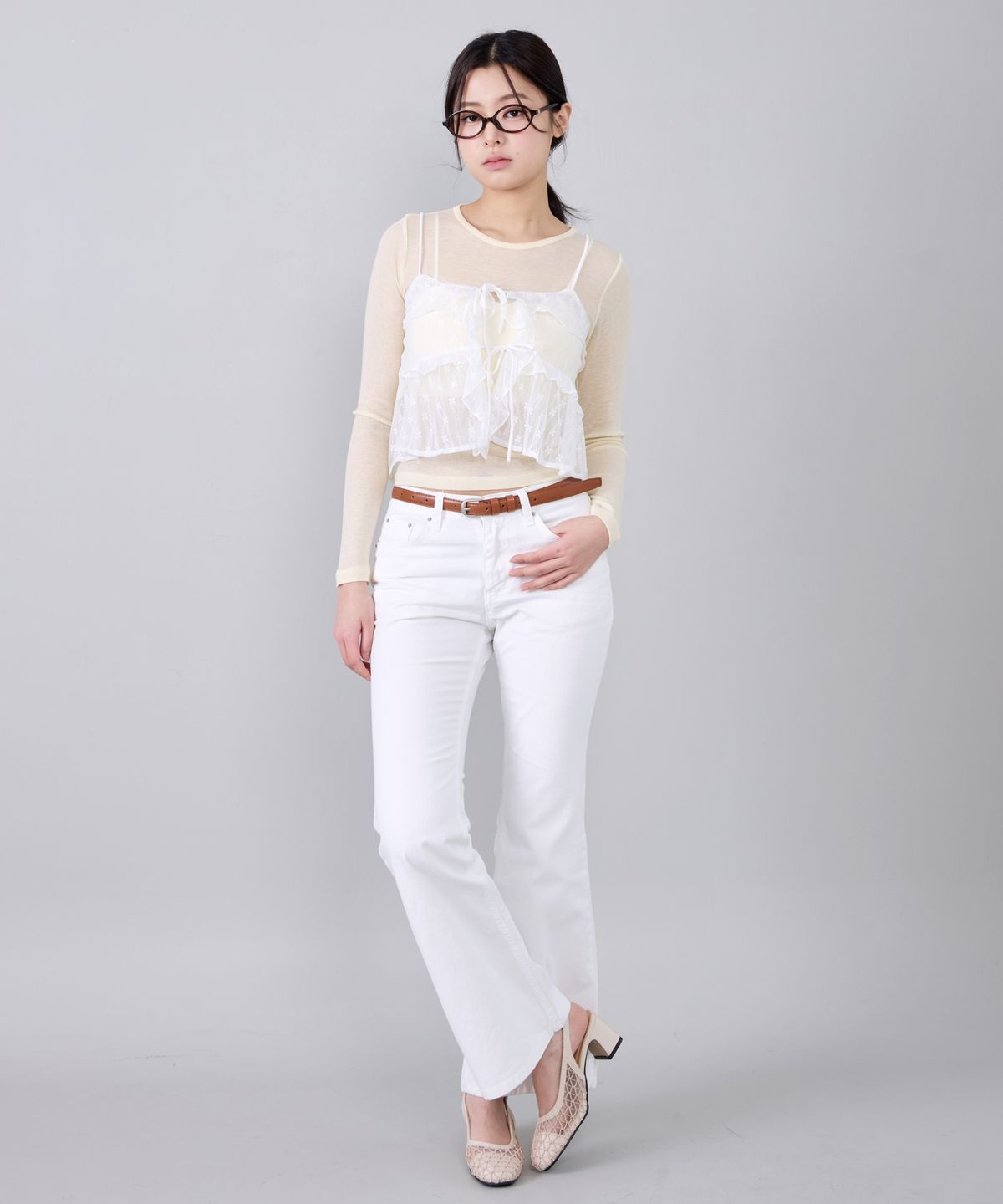 세스띠(CESTI) 플로우 메쉬 슬링백 (BEIGE)