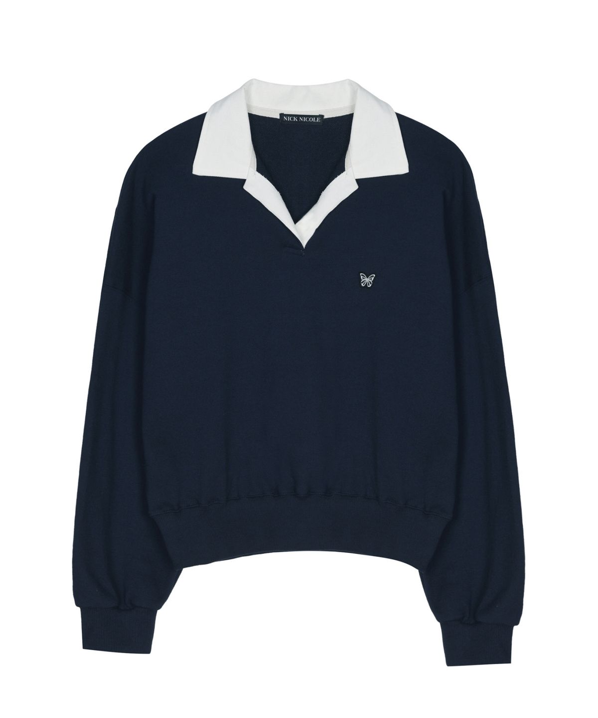 닉앤니콜(NICK&NICOLE) BUTTERFLY COLLAR SWEATSHIRT_NAVY