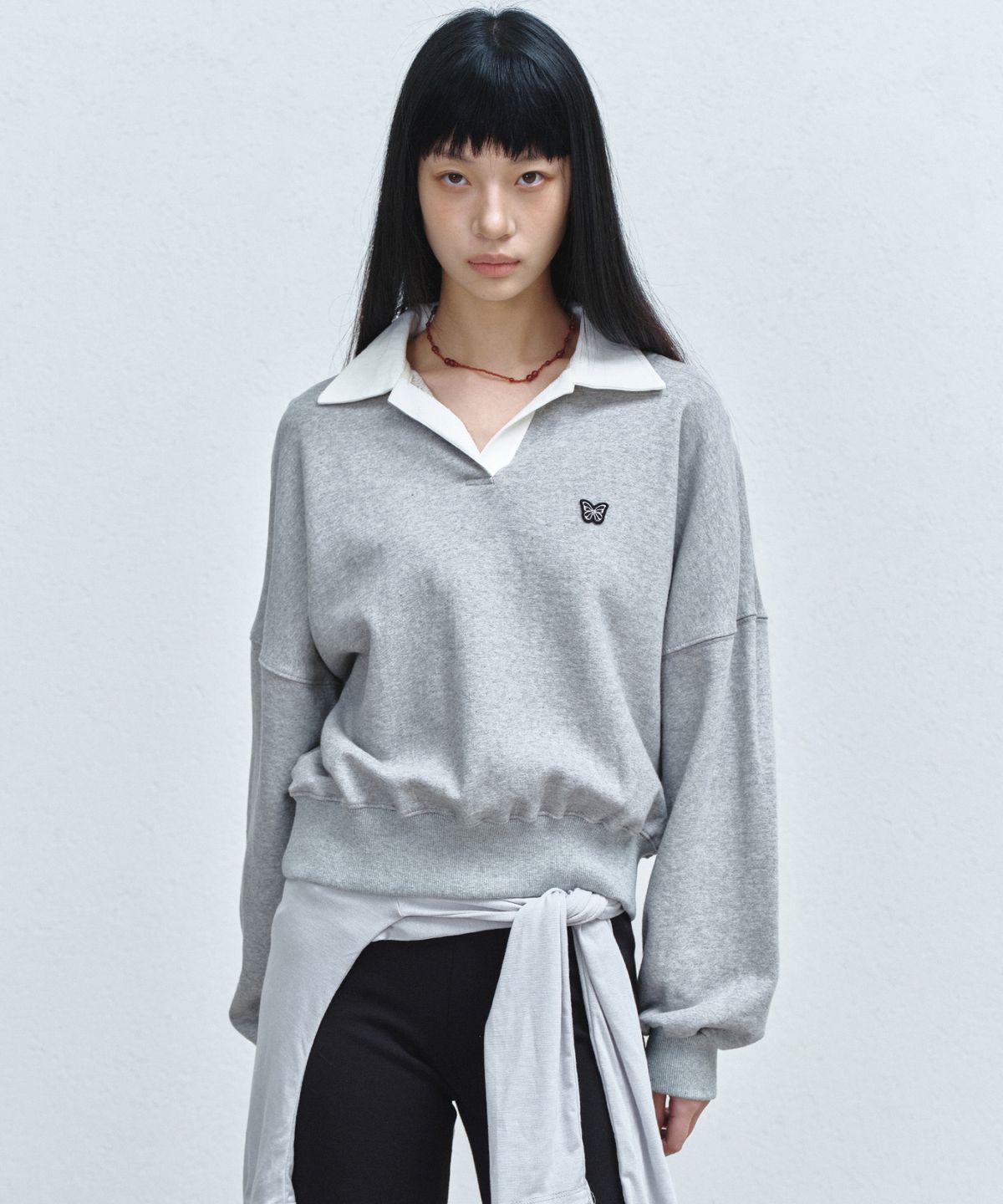 닉앤니콜(NICK&NICOLE) BUTTERFLY COLLAR SWEATSHIRT_GRAY
